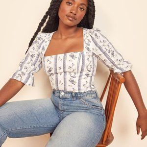 Reformation Flower Linen Top